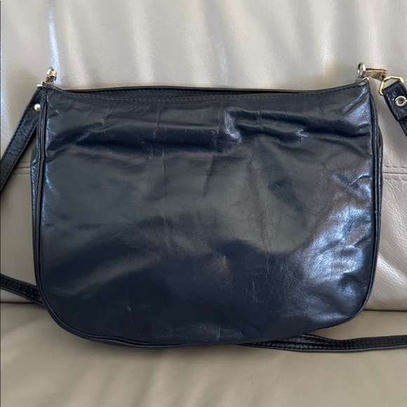 Vintage Karnig Mann Navy Blue Leather Crossbody Bag - Picture 2 of 5